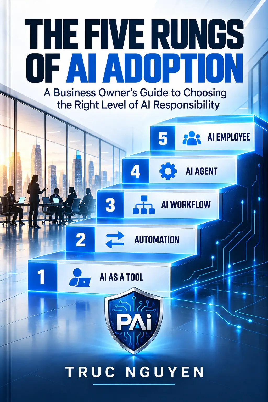 The Five Rungs of AI Adoption companion book cover, beginning with AI as a Tool